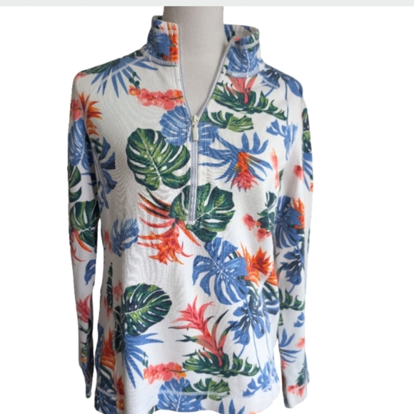Tommy Bahama Aruba Bogart Blooms Half Zip Sweatshirt Medium - Picture 1 of 11